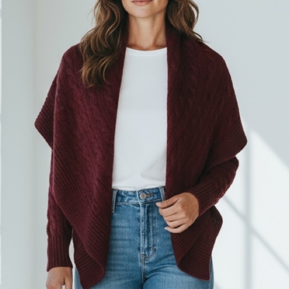 RALPH LAUREN Black Label Cashmere Shawl Collar Circle Cardigan